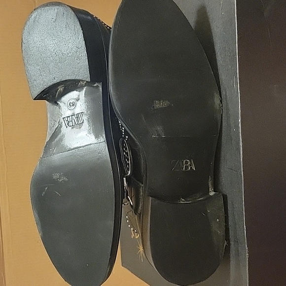 Black Leather Silver Studded Zara Boots - Picture 5 of 5